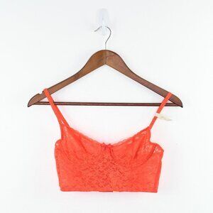 Aerie‎ Balconette Lace Long Line Bra Red 34b